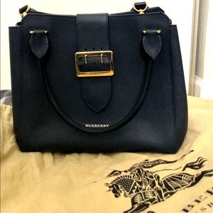 Burberry Blue Leather Calfskin Shoulder Hand Tote